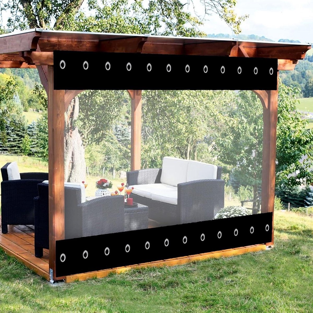 Waterdicht Dekzeil - Zeil Panelenhoes - Buitenruimte Beschermen - Transparant PVC Materiaal - 12 x 18 m - Zwart