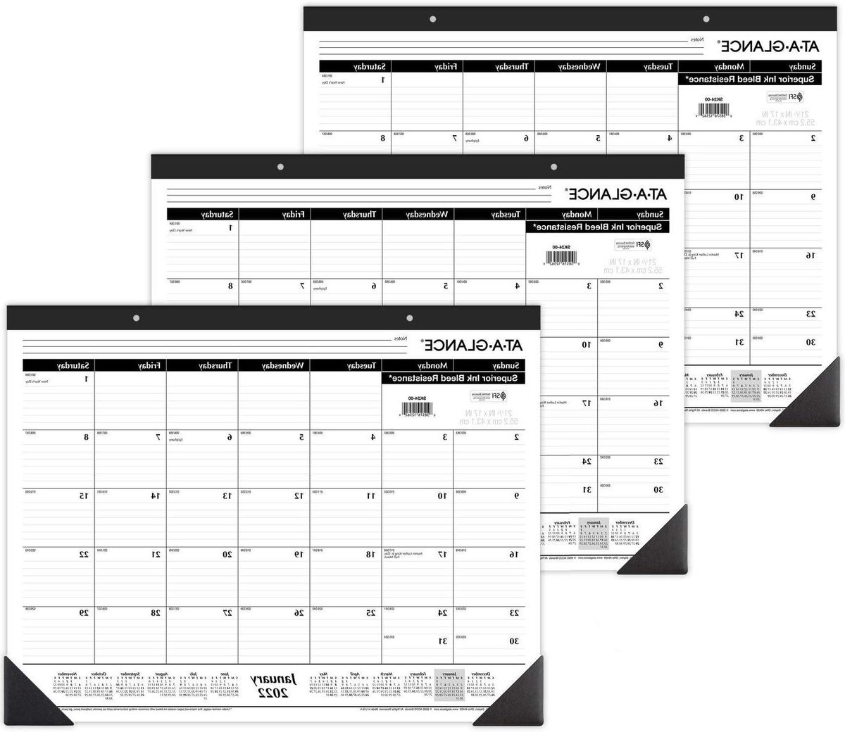 Bureaukalender - Bureauonderlegger - Planning maken - Beschermt bureau - 3 stuks - Zwart
