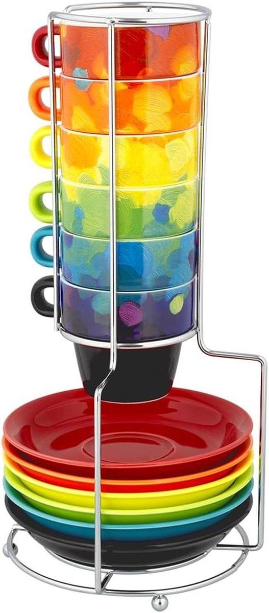 Espressokopjes Set - Koffie Kopjes - Koffie Moment - Unieke Kunstenaar Designs - 6 Stuks - Multicolor