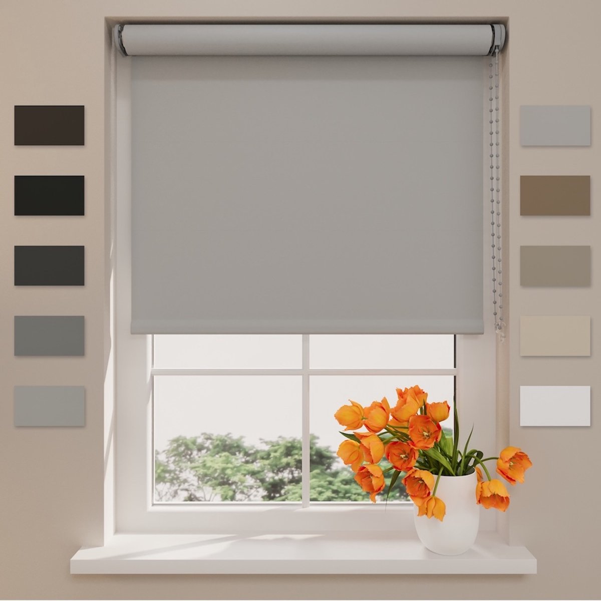DTCH® Rolgordijn Verduisterend - Easy Match - Steel Grey - 220 x 190 cm - Rolgordijn zonde