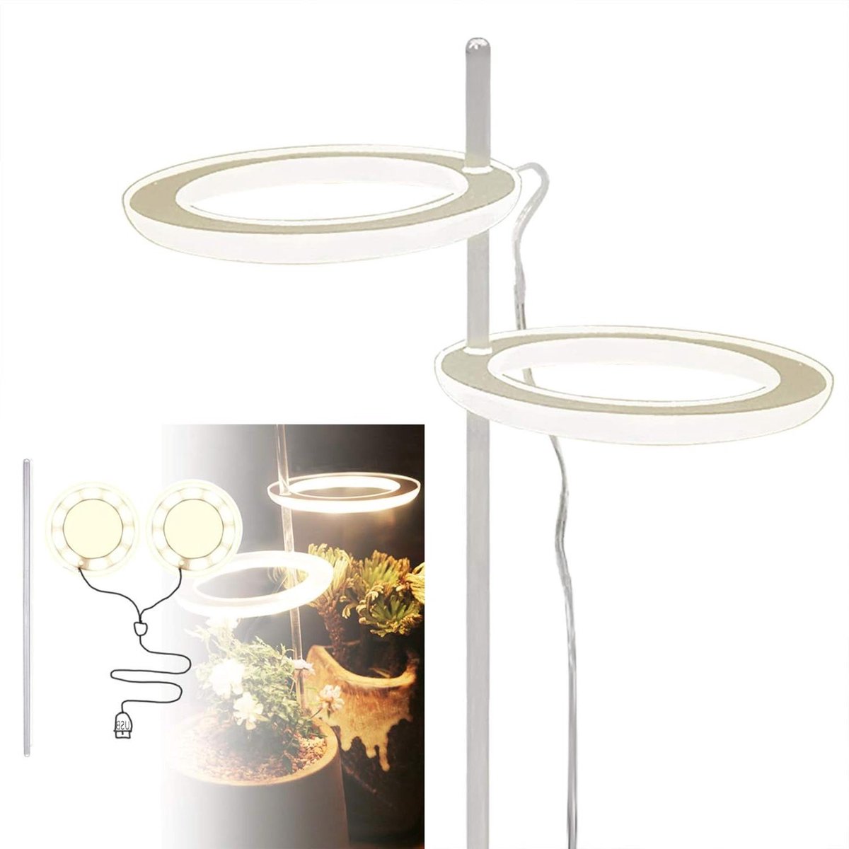 Plant Groei Lamp - Kweeklamp LED - Kamerplanten Ondersteunen - Volledig Spectrum Licht - Dubbele Kop - Geel
