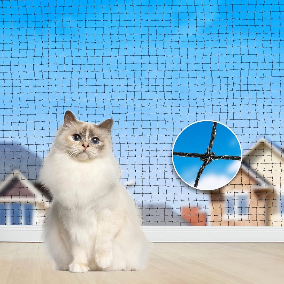 Kattennet Balkon - Veiligheidsnet Kat - Katten Veilig Houden - Bijt- en Scheurbestendig - 6 x 2 m - Zwart