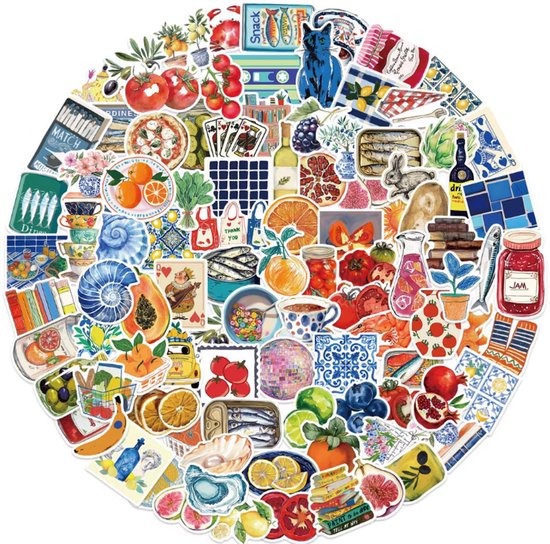 100 Stuks Mediterrane Aesthetic Stickers – Zomer & Vakantie Stijl – PVC Stickers voor Bullet Journal, Laptop & Waterfles