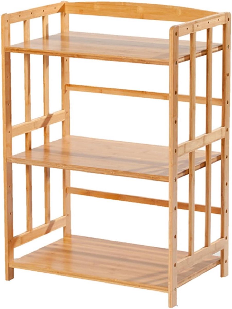 Bureaurekken - Opbergrek Printerrek - Kantoor Organiseren - Verstelbare Laaghoogte - 60x38x83cm - Natuurlijk Bamboe