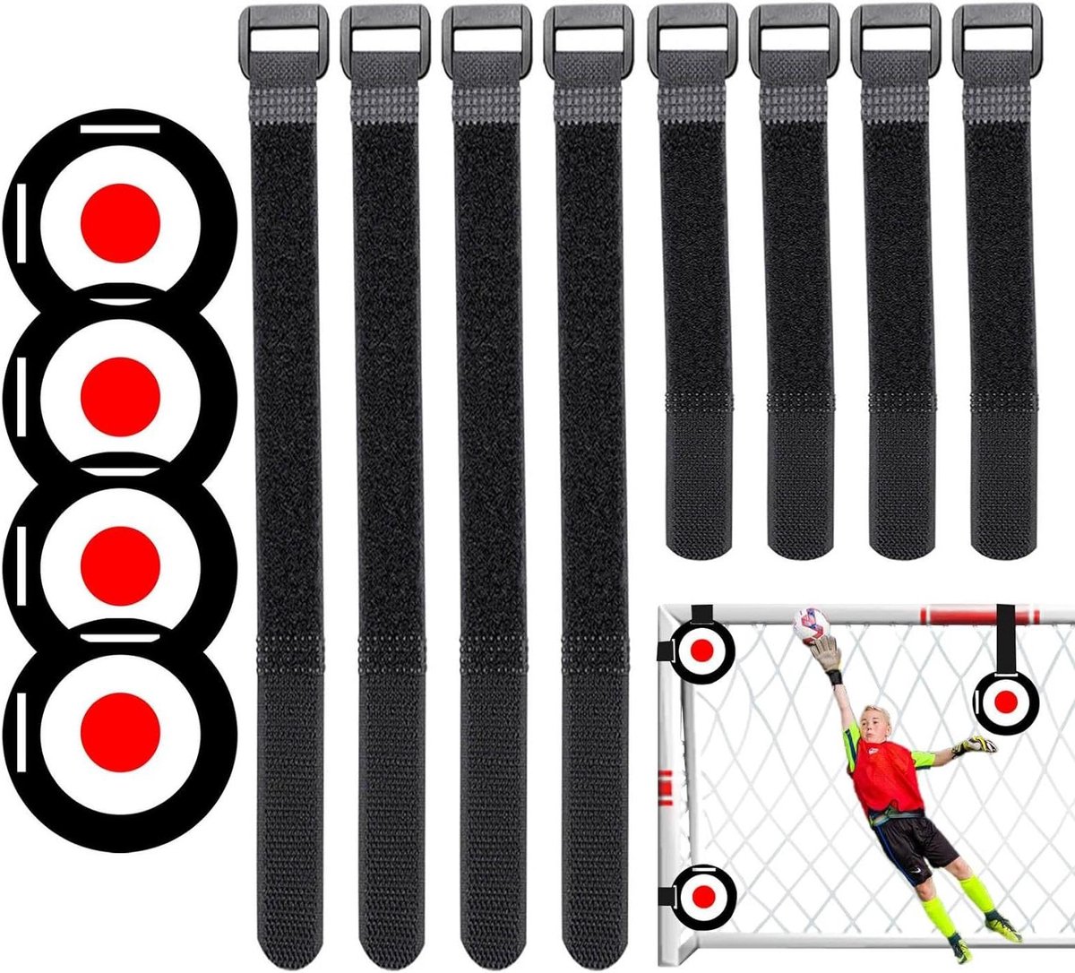 Voetbaldoelschijven - Sportdoelen Trainingsschijven - Sportvaardigheden Verbeteren - Verstelbare Banden - 25 cm Diameter - Diverse Kleuren