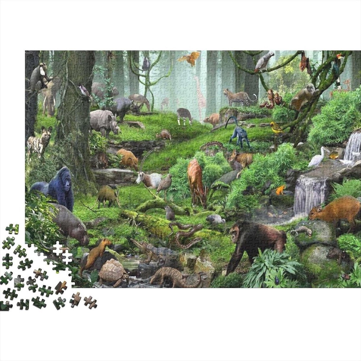 Houten Puzzel - Legpuzzel Spel - Ontspannen Puzzelen - Unieke Vormen - 75 x 50 cm - Multicolor