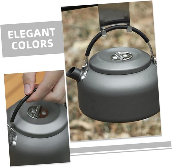 Camping Waterkoker - Theepot Kookketel - Buiten Koken - Hittebestendig Handvat - 1.4 Liter - Grijs — afbeelding 3