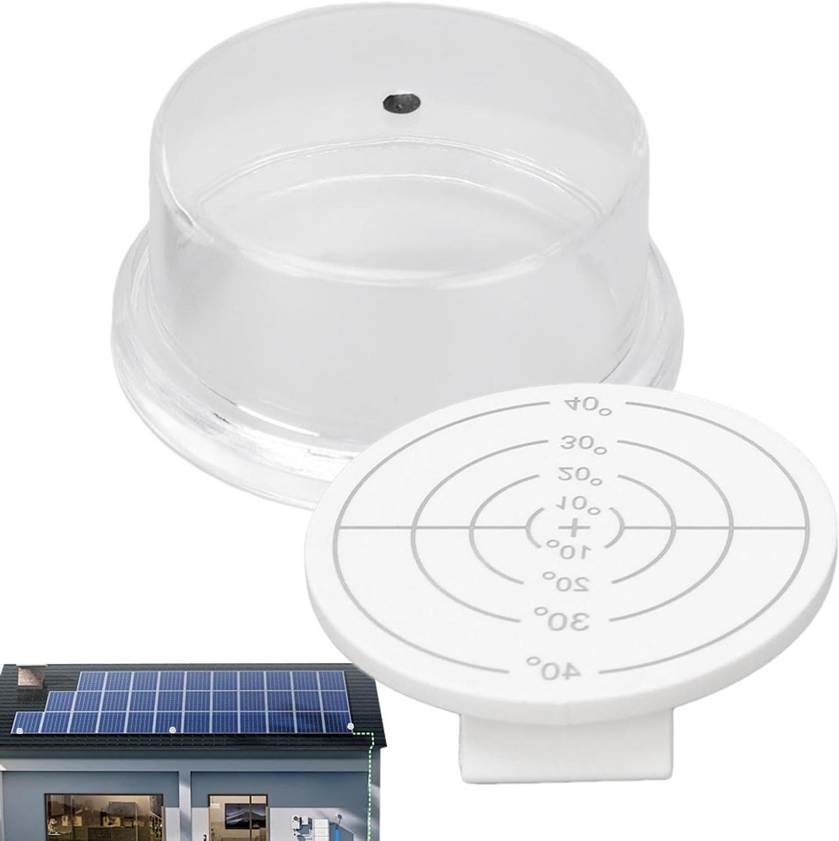 Zonnehoek Gids - Zonnehoekmeter Zonnezoeker - Zonnepanelen Optimaliseren - Hittebestendig Roestvrij Staal - 4.5 x 4.5 cm - Wit