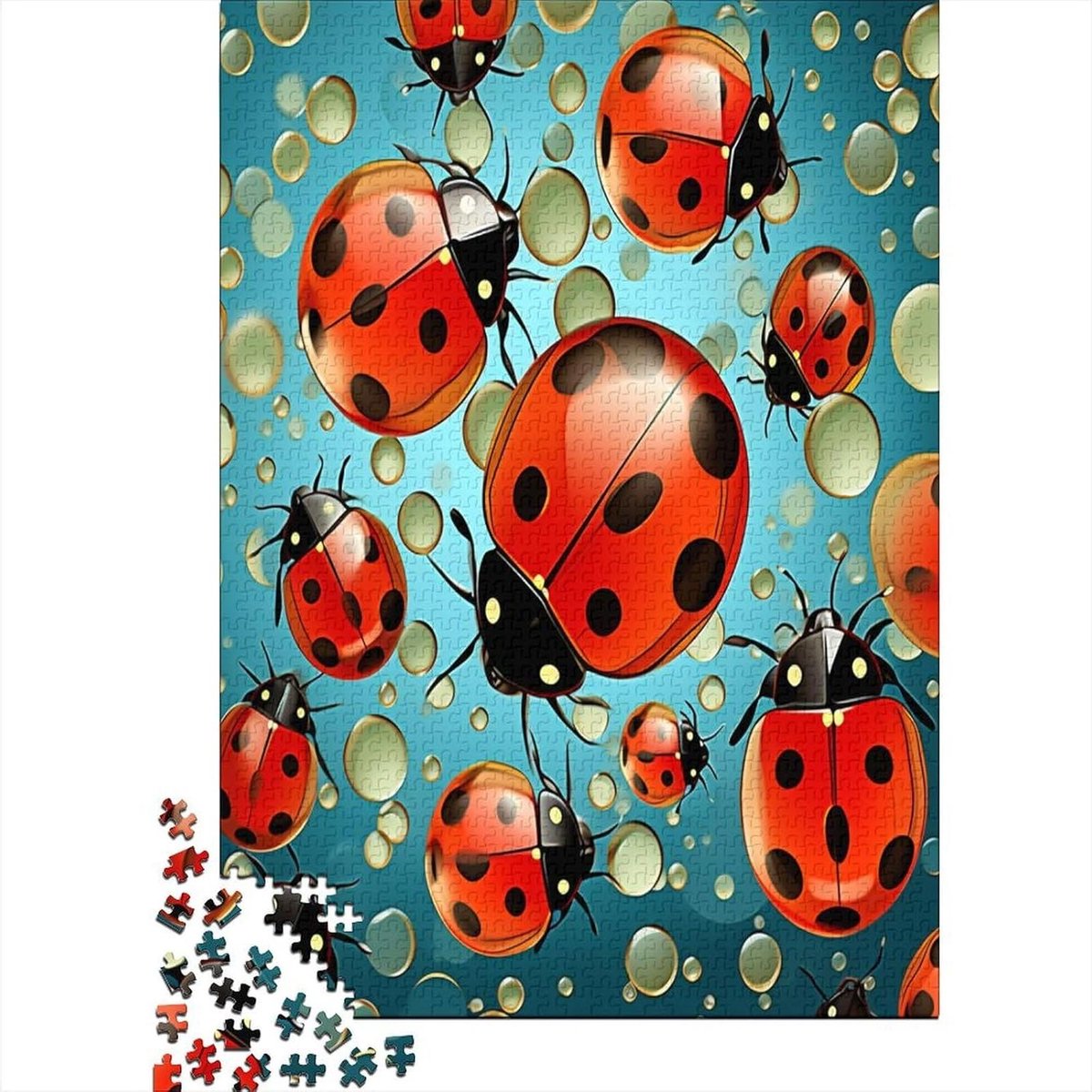Puzzel Lieveheersbeestje - Legpuzzel Volwassenen - Ontspanning Thuis - Unieke Vorm Puzzelstukjes - 75 x 50 cm - Multicolor