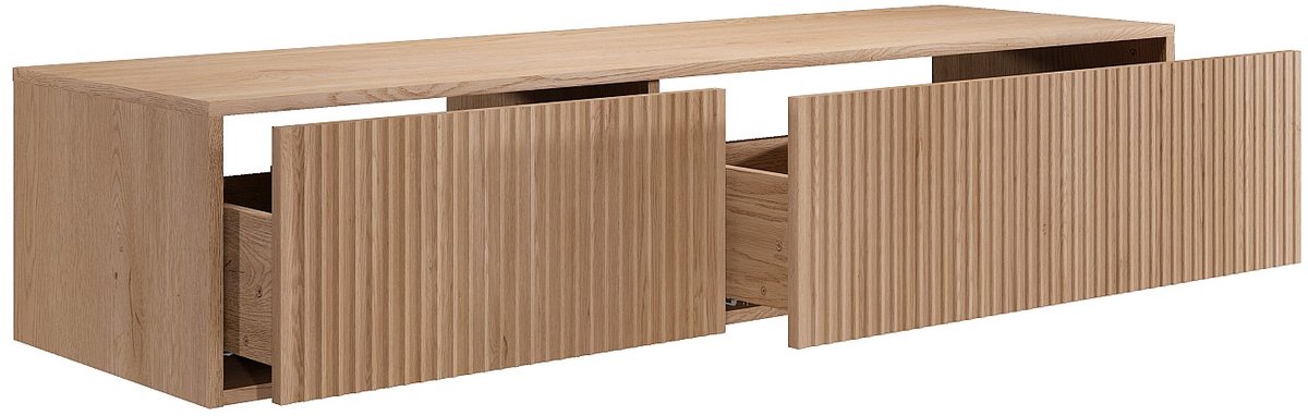 Vente-unique Zwevend wastafelmeubel met reliëf - Licht naturel - 150 cm - ARNEGA