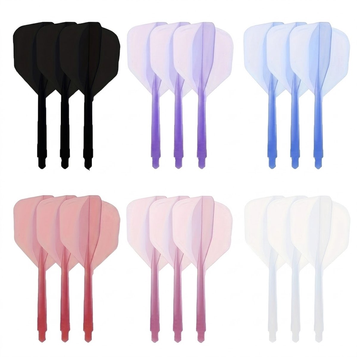 Multikleur k flex flights dart flights set - geïntegreerde dart flights en shafts voor heren en dames - 2BA k flex flights systeem voor dartpijlen - set van 18 k flex flights in meerdere kleuren voor steel tip en soft tip darts