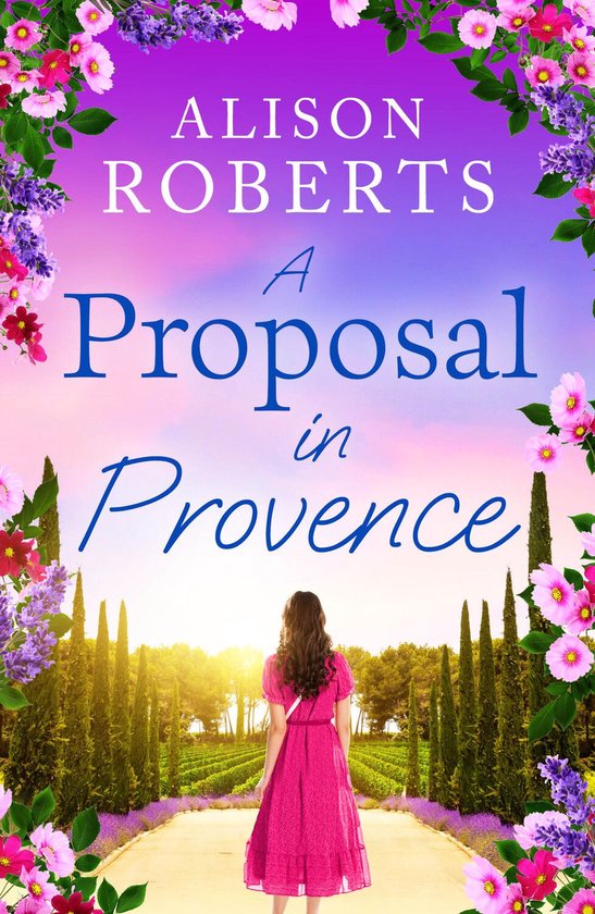 Boekcover 'A Proposal in Provence' met bloemenkrans en vrouw in roze jurk