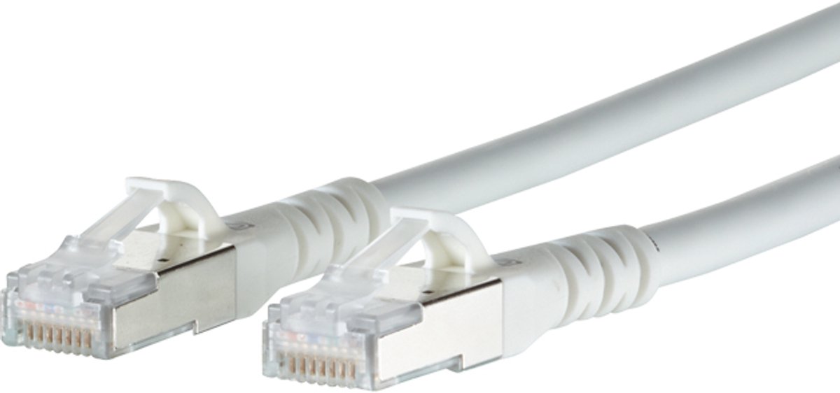 Metz Connect 1308453088-E RJ45 Netwerkkabel, patchkabel CAT 6A S/FTP 3.00 m Wit Snagless 1 stuk(s)