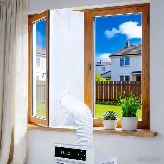 Universele raamafdichting voor mobiele airco en droger, isolatie kit 400 cm, waterdicht, dubbel ritssluiting