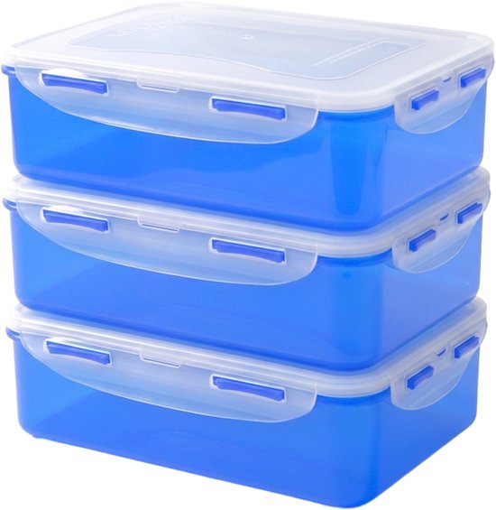 Contenants pour aliments frais Lock & Lock - Lot de 4 pièces - 1,6 litre - Bleu