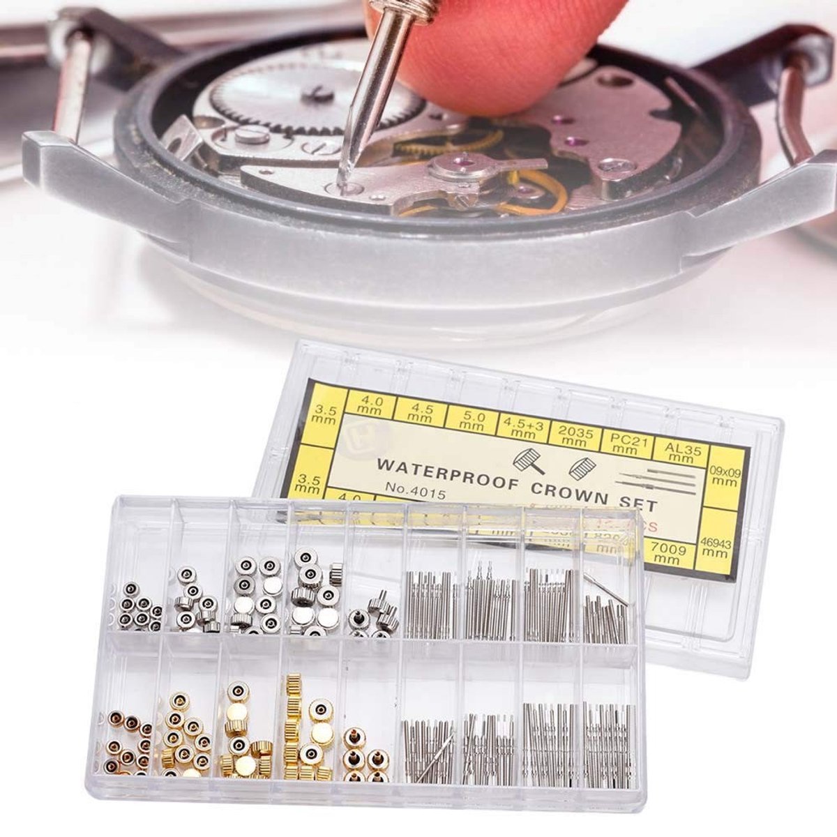 aladdien - 8 Mm Kroon en Steel Horlogeset - Horlogereparatiegereedschap - Vervangende Kroonveer - Roestvrijstaal - Accessoire voor Horloges - Geschi...