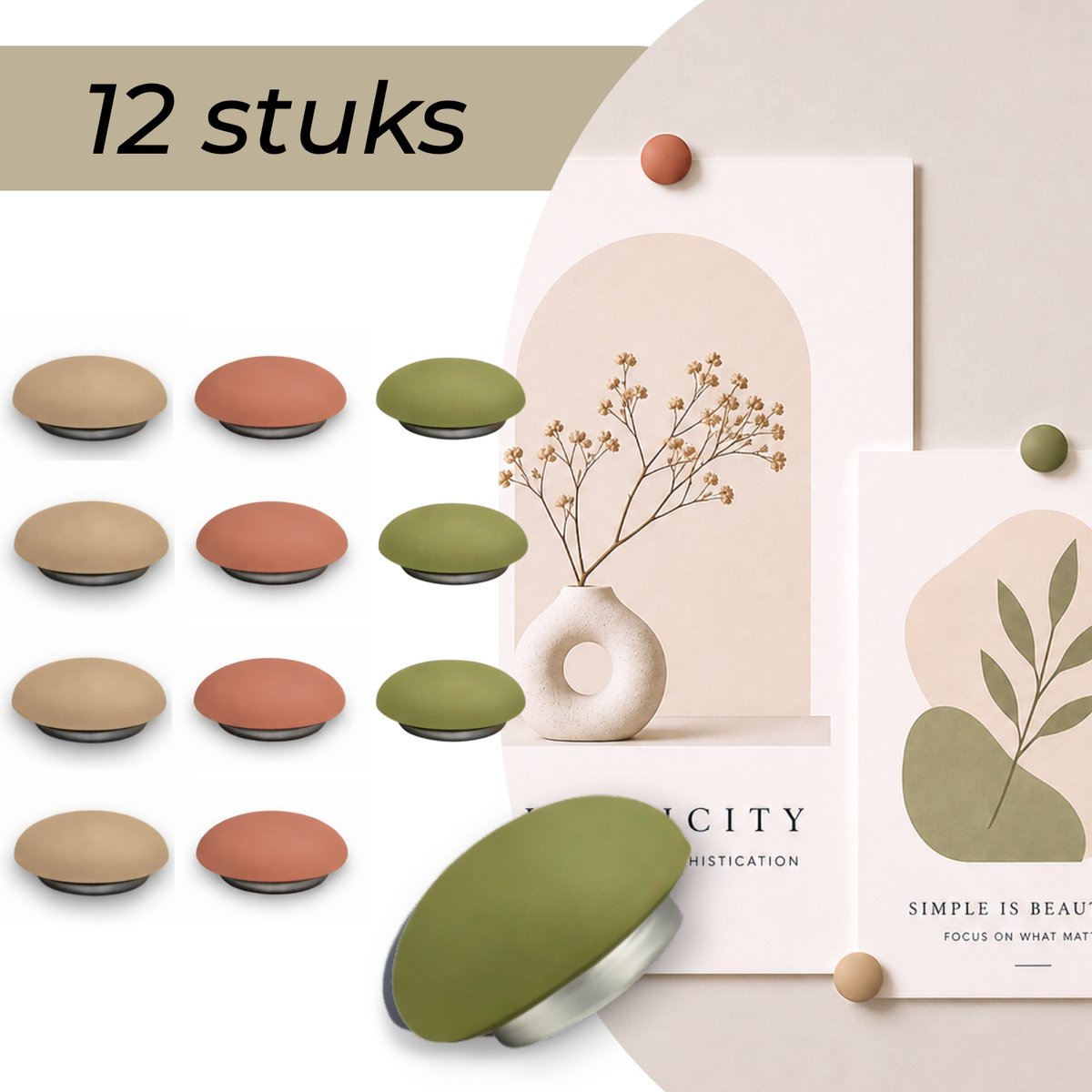 Hoya living - Koelkastmagneten - Mix Naturel Roze - 12 stuks - Whiteboard magneten - Ronde sterke magneten - Kleine magneetjes - Magneten koelkast