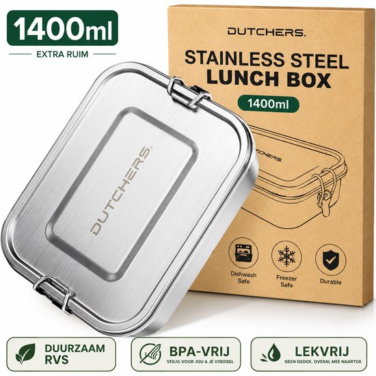 Boîte à lunch Dutchers® en acier inoxydable à 3 compartiments – 1400 ml – Boîte à bento – Boîte à lunch – Foodprep – Sans BPA, hermétique, durable et élégante