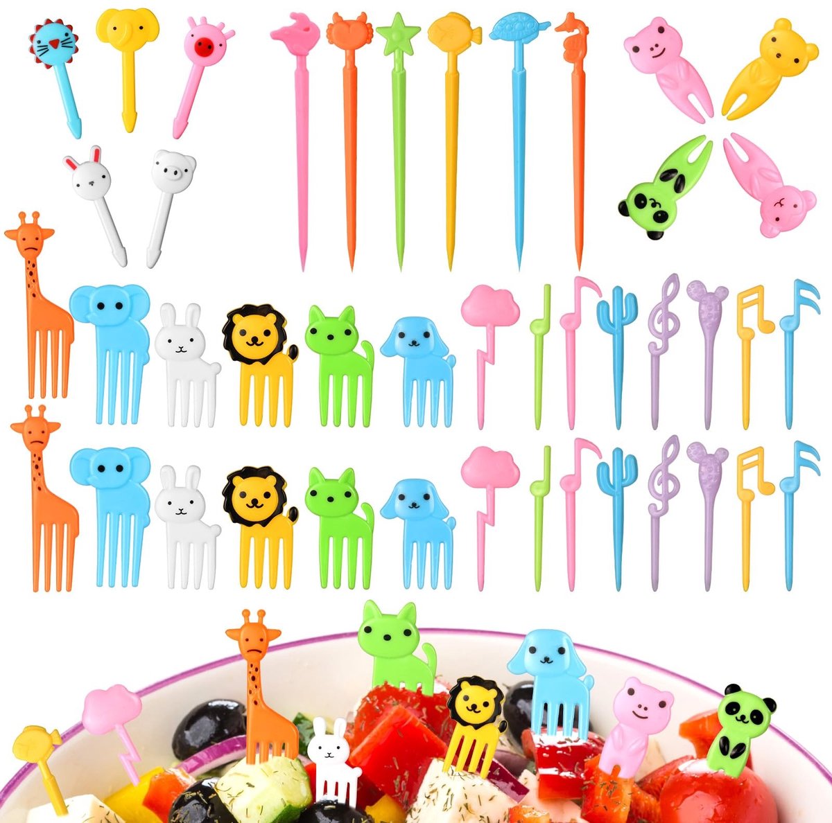 aladdien - Fruitvorken - Mini-vorkjes - Perfect voor kinderen - 68 stuks - Tandenstokers voor fruit - Ideaal voor lunchen en feesten