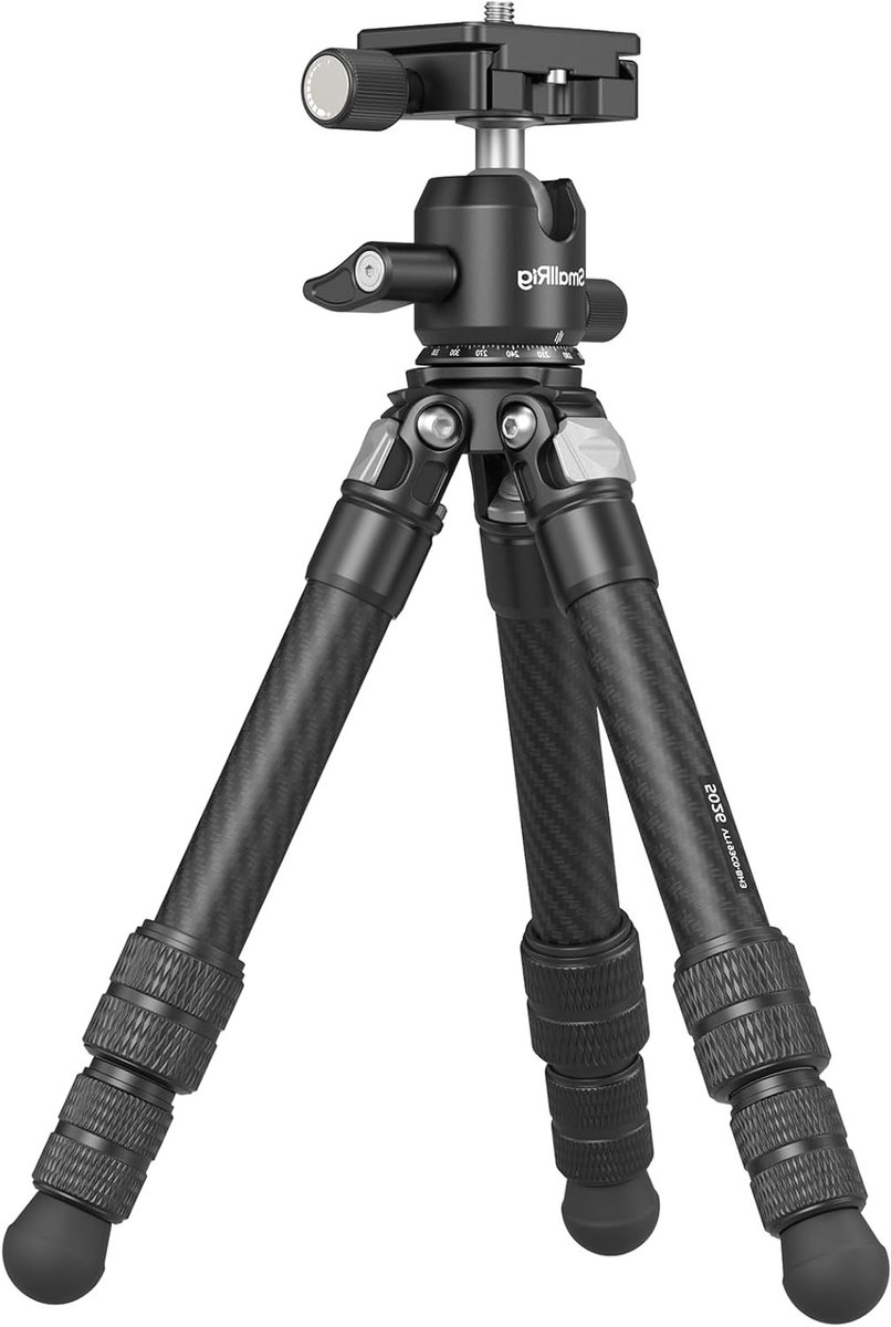 Compacte Carbon Fiber Mini Desktop Tripod 15.5'' met 360° Balhoofd, QR Plate en 3kg Capaciteit voor Camera's en DSLR's