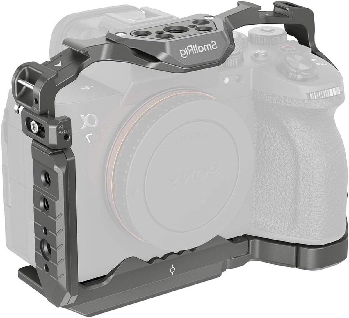 Quick Release Cage voor Sony A7R V/A7 IV/A7S III/A7R IV/A1 met Patented HawkLock, Cold Shoe en NATO Rail voor Arca, Volledig Toegankelijk en Krasbestendig Ontwerp - 4481, Professionele Camera Behuizing, Stabiliteit en Bescherming