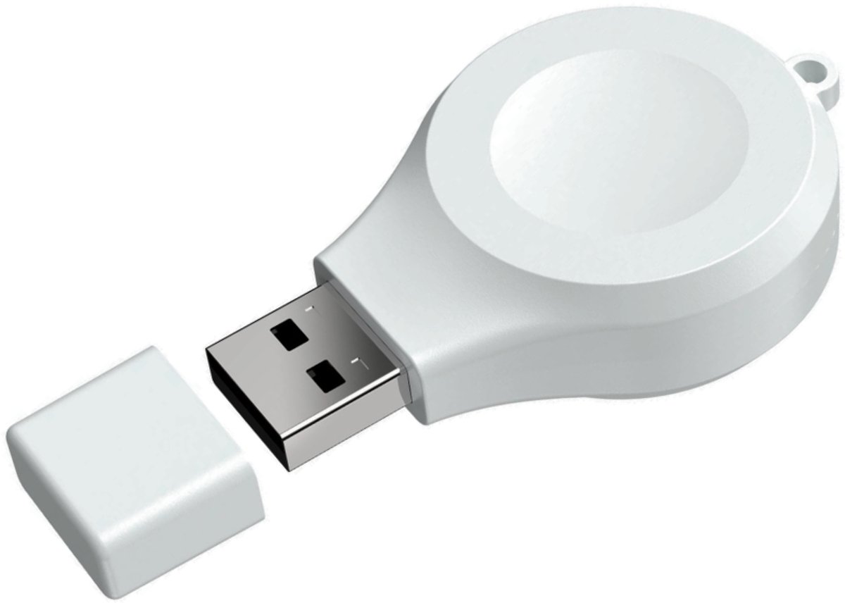 Delmark Mini USB Smartwatch oplader - Wit - Sleutelhanger model - Breed compatibel