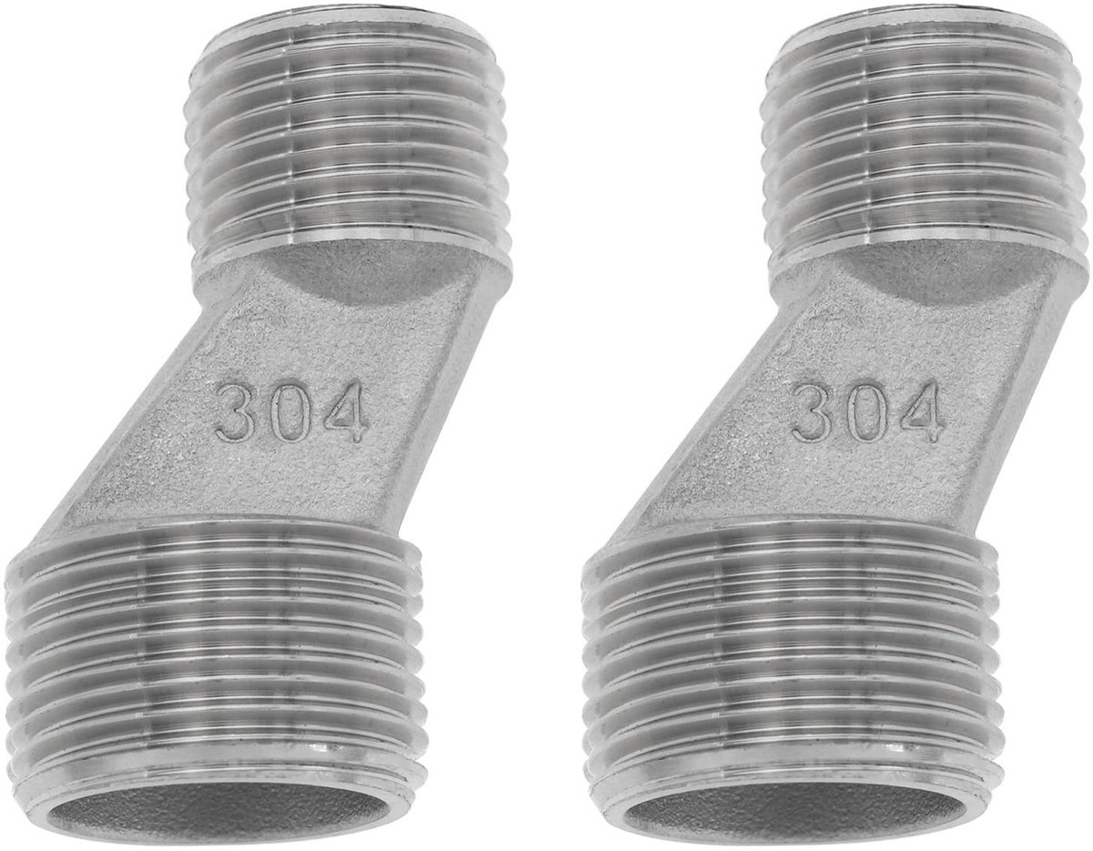 aladdien - S-Connector - Badkamer Adapter - Roestvrij staal - 1/2 Inch naar 3/4 Inch - Offset Adapter - Voor Klauwvoet Badkuip - 2 Stuks