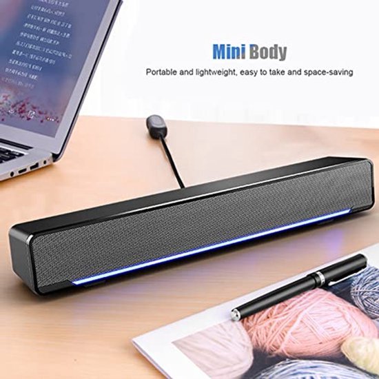Allecto - Soundbar - 3D-stereogeluid - Draagbaar en USB-aangedreven - Zwart - Geluidskwaliteit - Geschikt voor Desktop en TV - Model V-196 van Merkloos — afbeelding 2