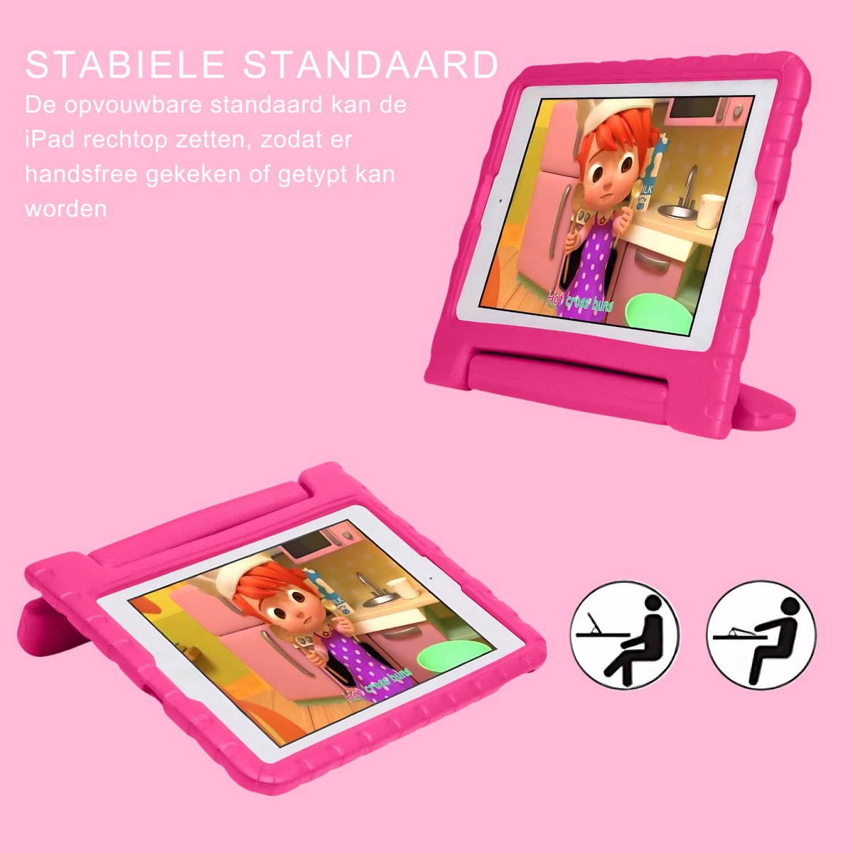 Geschikt Voor iPad 6/5 Hoes Kinderen - Hoesje Kind - 6e/5e Generatie Cover - Solidenz Kindertablet Hoes 2018/2017 - 9.7 Inch - Kidsproof Backcover - Met Pencil Houder - Kids Case - A2757 - A2777 - A2696 - Roze