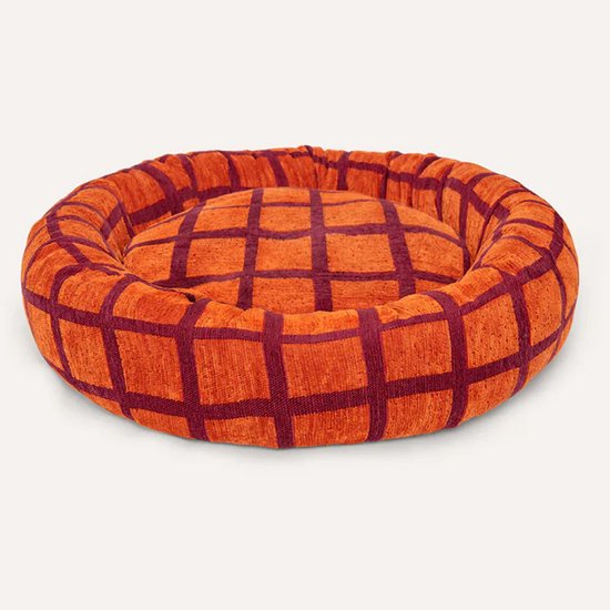 DOGGUO® Donut Hondenmand - M 75x75 cm - Orthopedisch Hondenkussen - Honden Kussen voor Hond - Zachte Hondenbed met Rand - Wasbare Hoes - Memory Foam - Dog Bed - Coussin Chien - Bordeaux Oranje