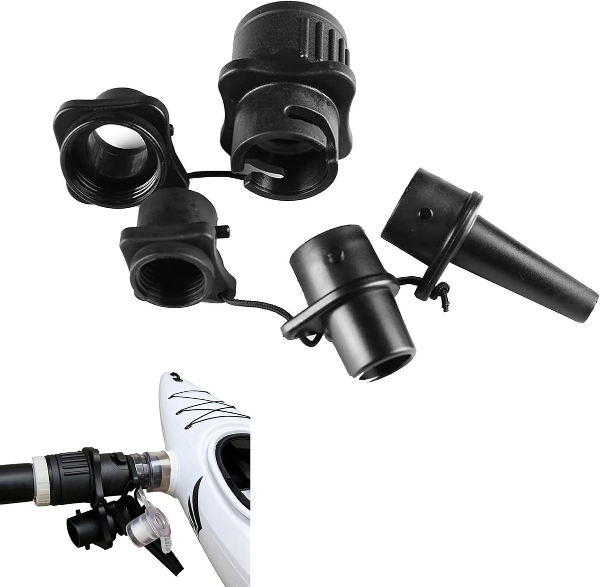 Ventieladapter - Luchtpomp omvormer - Opblaasbare boten - Lekvrije afdichting - 3 cm - Zwart