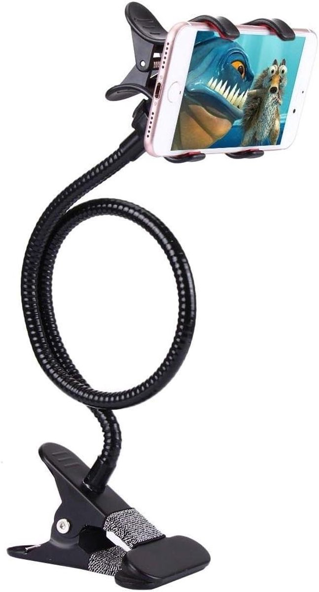 Flexibele Telefoonhouder - Lange Arm - Kijken en Lezen - Verstelbare Klem - 70 cm Arm - Zwart
