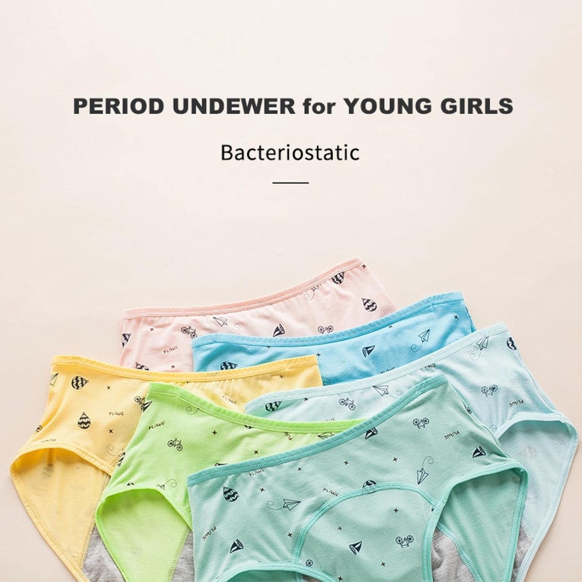 Women Period Pants 3Pcs Leak Proof Period Underwear For Young Girl Child Menstrual Student Asorbent Cotton Panties Women Femail Teens Underpants-A,M