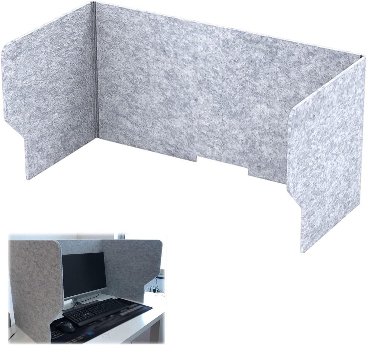 Bureauverdelers - Privacypaneel Geluiddicht - Meer Concentratie Creëren - Opvouwbaar Vilt Materiaal - 60 cm Breed - Grijs