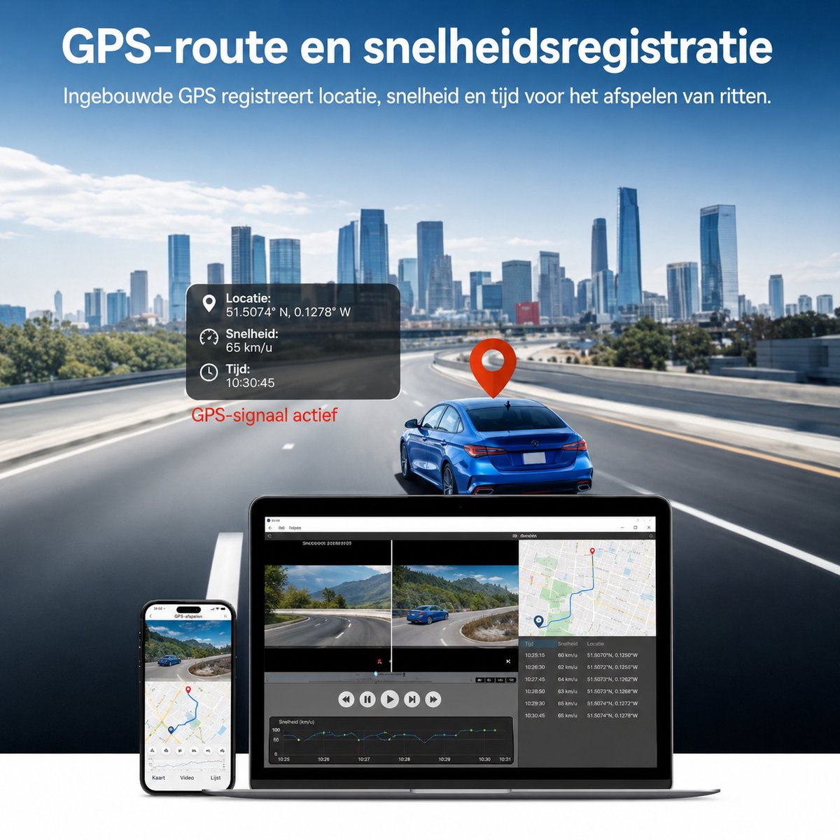 Vemera dashcam - dashcam voor auto - voor en achter camera - 4K - – foto 4
