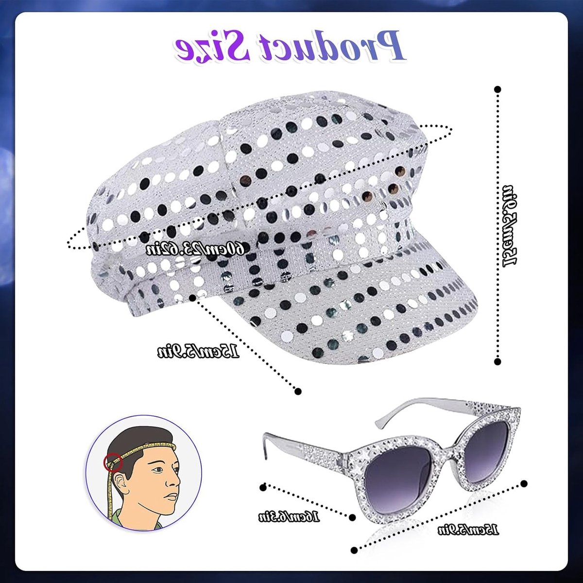 70s en 80s Disco Accessoires voor Feesten en Carnavals - Inclusief Zonnebril, Hoed, Oorbellen en Ketting voor Vrouwelijke Kostuums