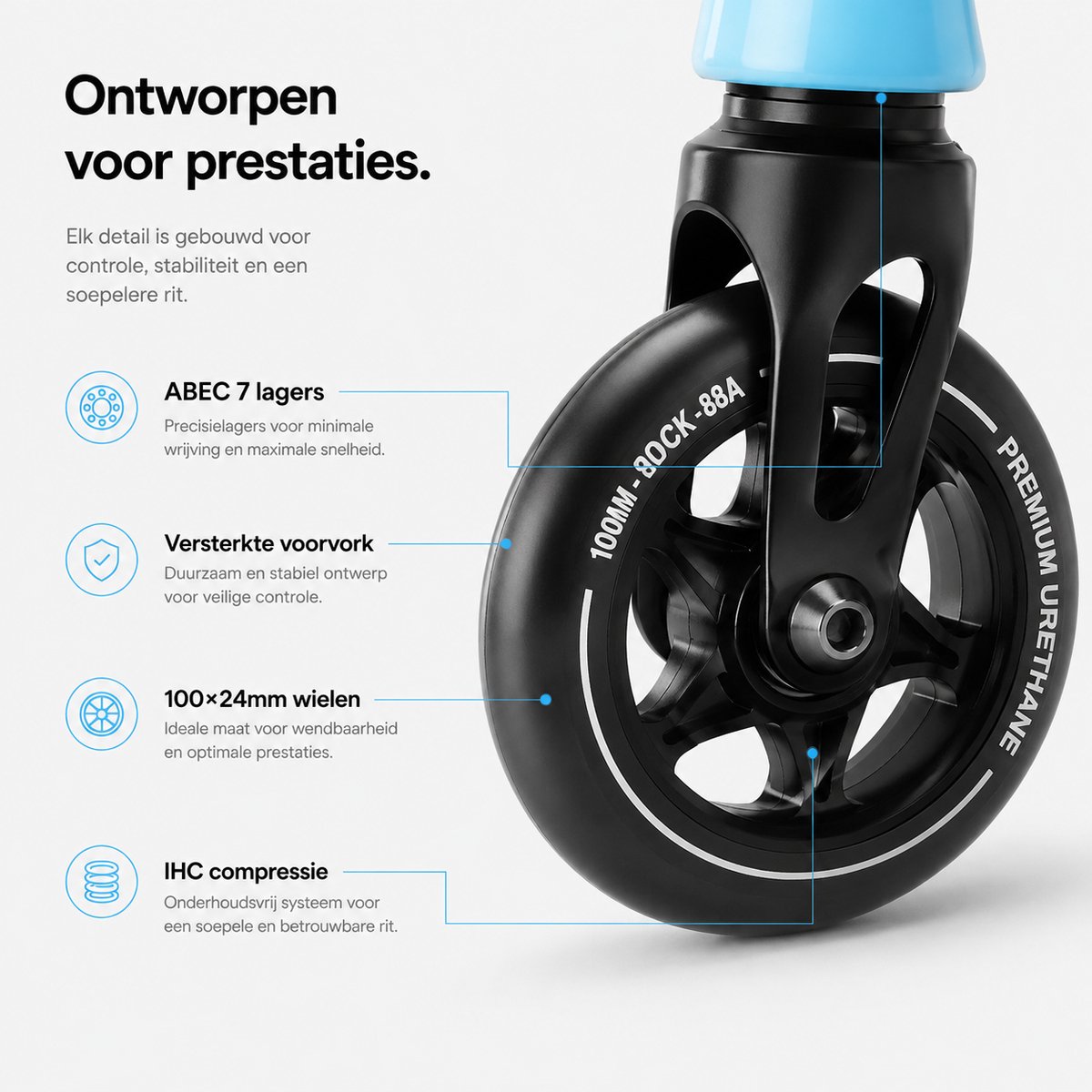 Suotu Stuntstep - Step - Kinderstep - Silent axle - Speelgoed Jongens/Meisjes - Aluminium - Blauw/Zwart — afbeelding 8