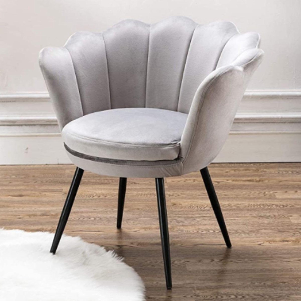 Velours Stoel - Loungefauteuil - Make-up Zitten - Schildvormig Design - Medium - Grijs