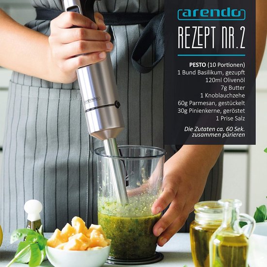 Staafmixer Set - Keukenmixer Blender - Smoothies Maken - Traploze Snelheid - 1000 Watt - Zilver — afbeelding 3