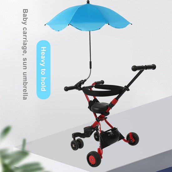Parasol voor kinderwagen - Opklembare parasol - Universeel - Verstelbare parasol - Geschikt voor strandstoelen, tuinstoelen, kinderwagens, hometrainers, rolstoelen en trolleys - UV-bescherming - Blauw — afbeelding 3