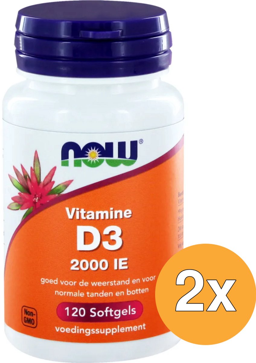 2x Now Vitamine D3 2000IE (120 softgels)