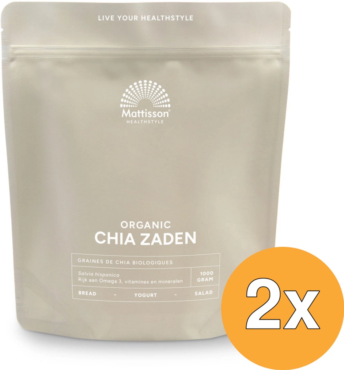 2x Mattisson Absolute Chia Zaad Raw Bio (1000 gr)
