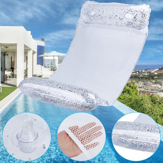 Sander Shop Luchtmatras, voor zwembad, opblaasbare waterhangmat voor volwassenen, 3-in-1 waterhangmat, loungestoel, zwembad, lounge, luchtmatras, waterhangmat, zwembadluchtmatras van sander-shop — afbeelding 4