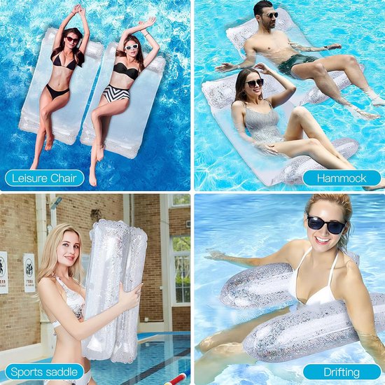 Sander Shop Luchtmatras, voor zwembad, opblaasbare waterhangmat voor volwassenen, 3-in-1 waterhangmat, loungestoel, zwembad, lounge, luchtmatras, waterhangmat, zwembadluchtmatras van sander-shop — afbeelding 5