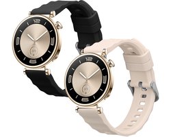 kwmobile 2x horlogebandjes geschikt voor Huawei Watch GT6 41mm / GT5 41mm / Pro 42mm / GT4 41mm bandje - Smartwatch bandjes van TPU - Activity tracker horloge band in zwart / beige