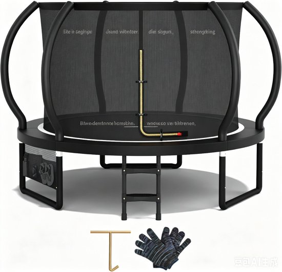 Devoko Trampoline 228 cm / 7.5 ft – Ronde Tuintrampoline met Veiligheidsnet & Ladder – Max. Belasting 50 kg – Diameter 190 cm – Kindertrampoline – Zwart