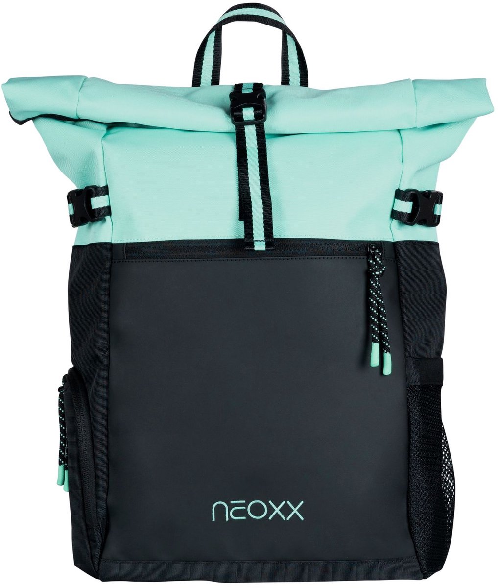 neoxx vrijetijdsrugzak rugzak met laptopvak Iconic Rolltop Backpack 19L Mint Breeze zwart mintgroen