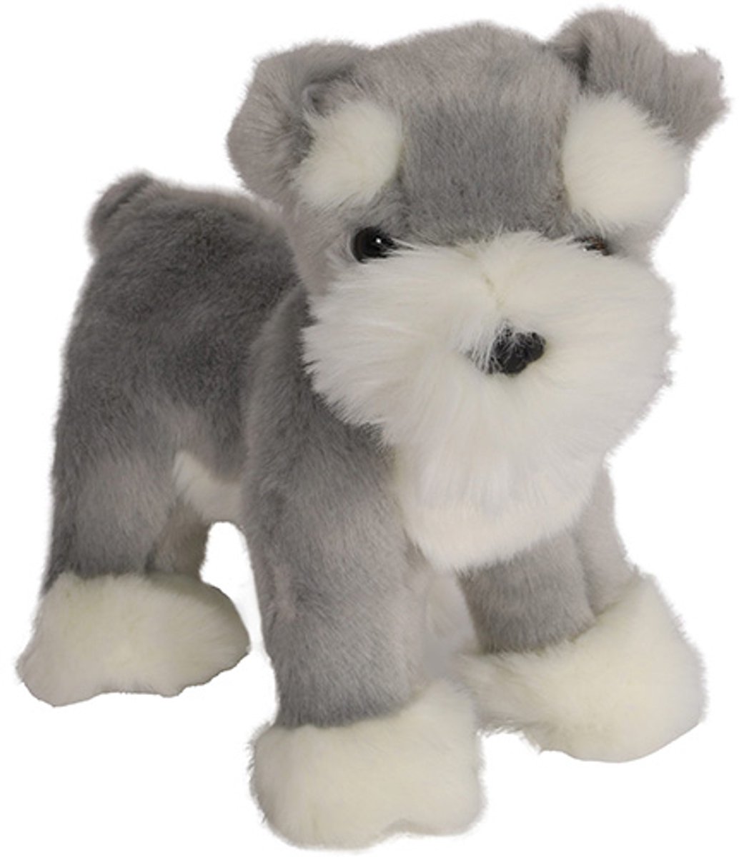 Boony Natural Decoration Pluche Schnauzer - Kleur: Peper en Zout - Staand - 20 cm