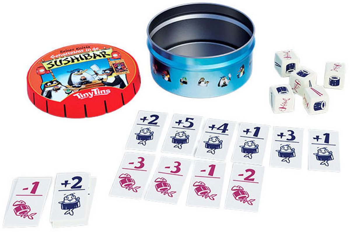 999 Games - Tiny Tins: Geharrewar in de Sushibar - Dobbelspel - Ideaal om overal mee naartoe te nemen - Reisspel - Familiespel - Klein cadeautje — afbeelding 7