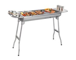 Opvouwbare Houtskool BBQ met Deksel - Draagbare RVS Barbecue voor Buiten